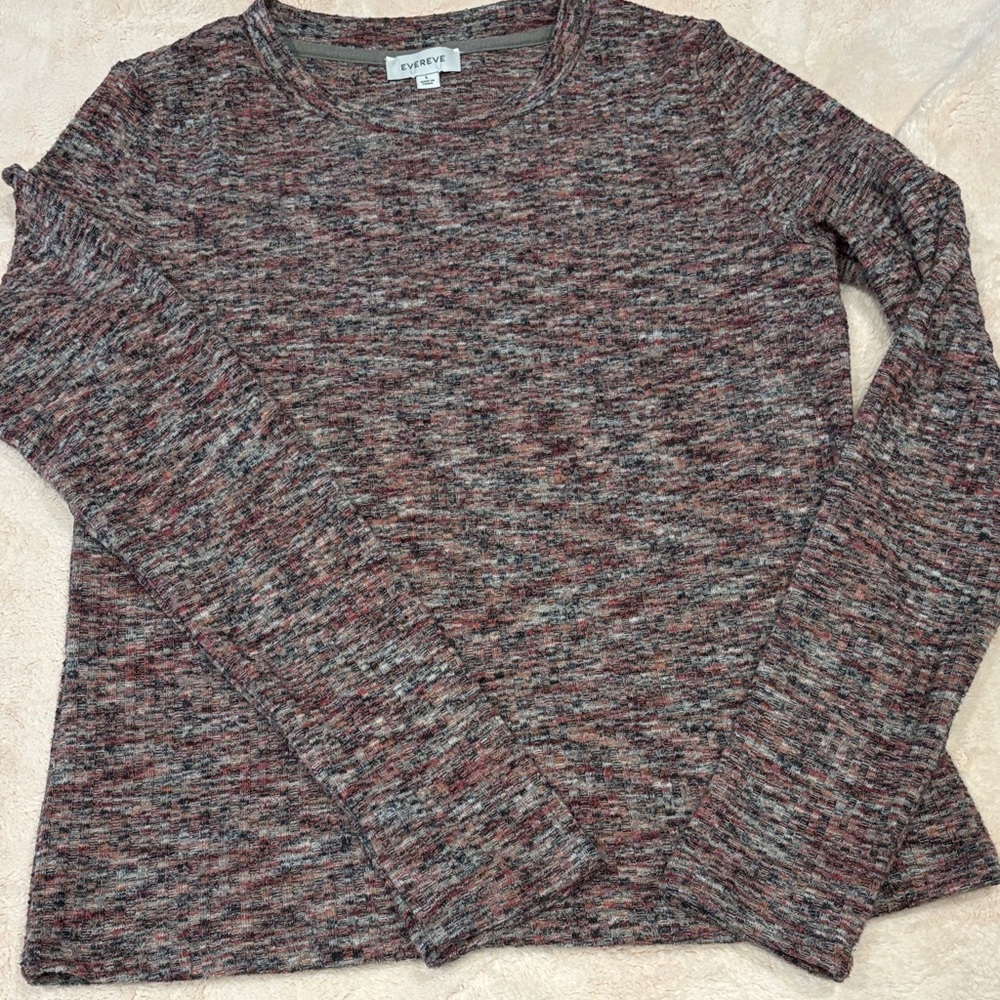 Evereve Women's Multicolor Marled Long Sleeve Top L